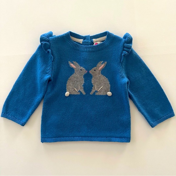 Baby Boden Other - Baby Boden 3-6 Months Girl Bunny Blue Sweater Easter